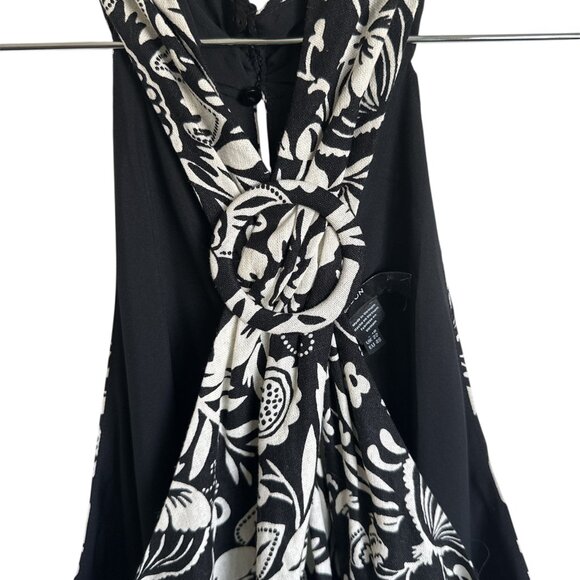Maggy London Tropical Floral Print Halter Midi Dress with Cinched Waist NWT - Picture 5 of 7